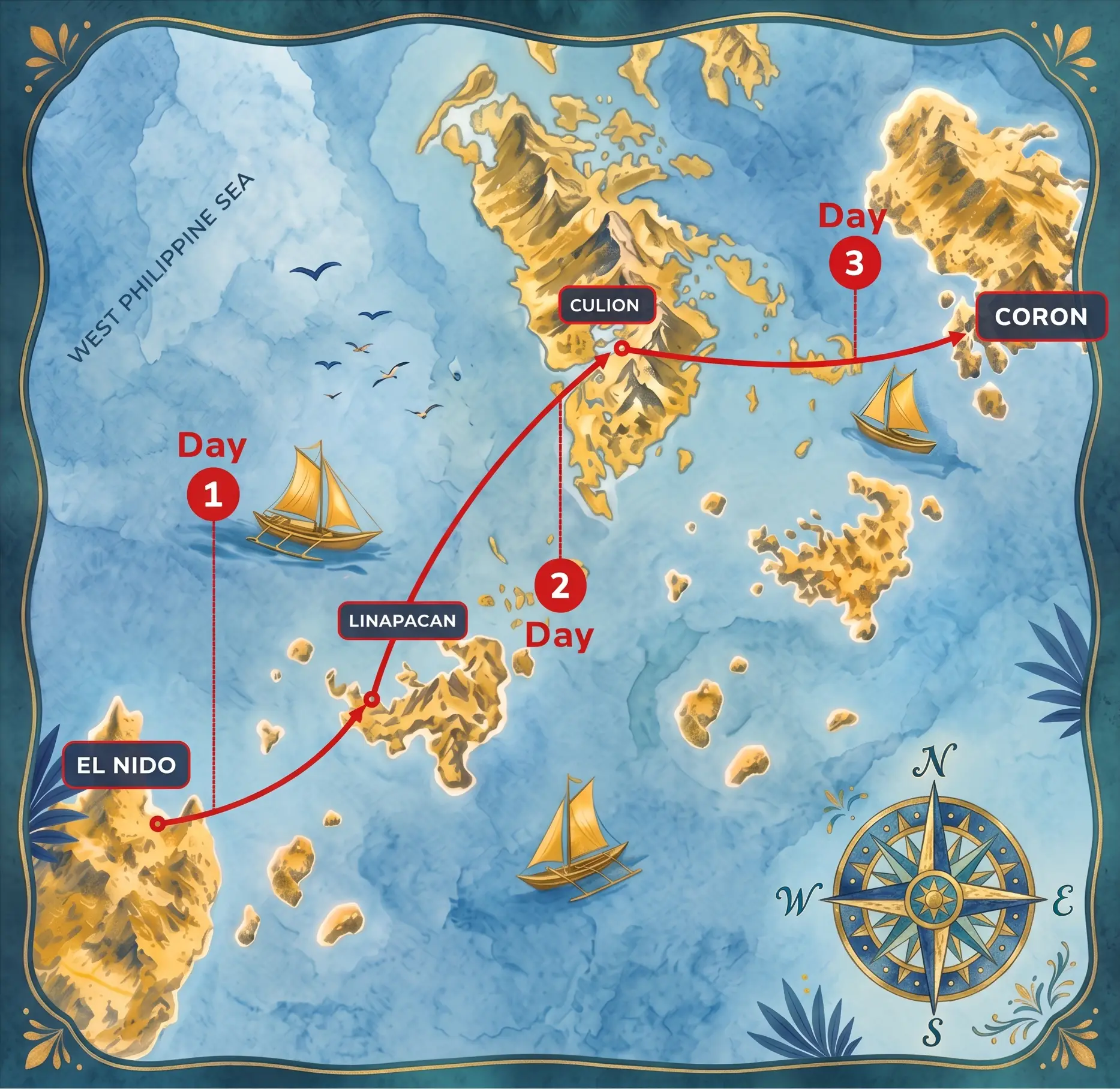 El Nido to Coron 3D2N Expedition route map